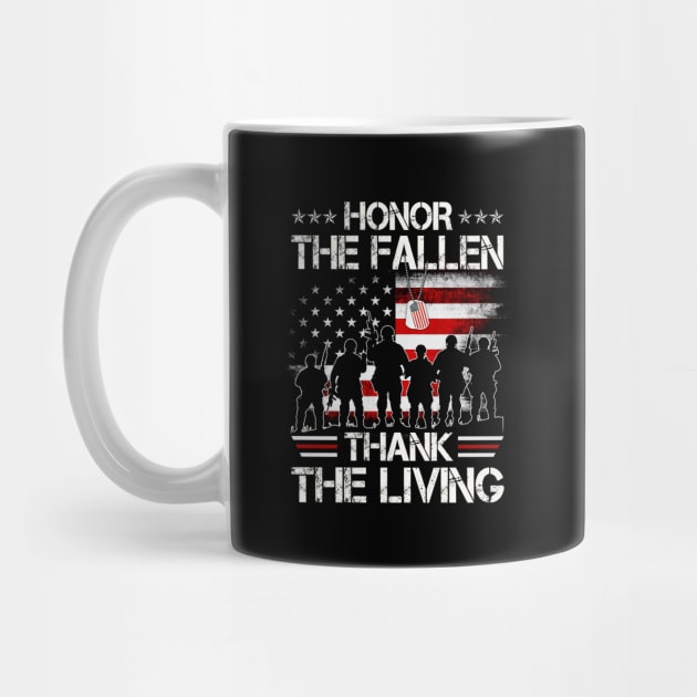 Honor The Fallen Thank The Living American Flag - Gift for Veterans Day 4th of July or Patriotic Memorial Day by Oscar N Sims